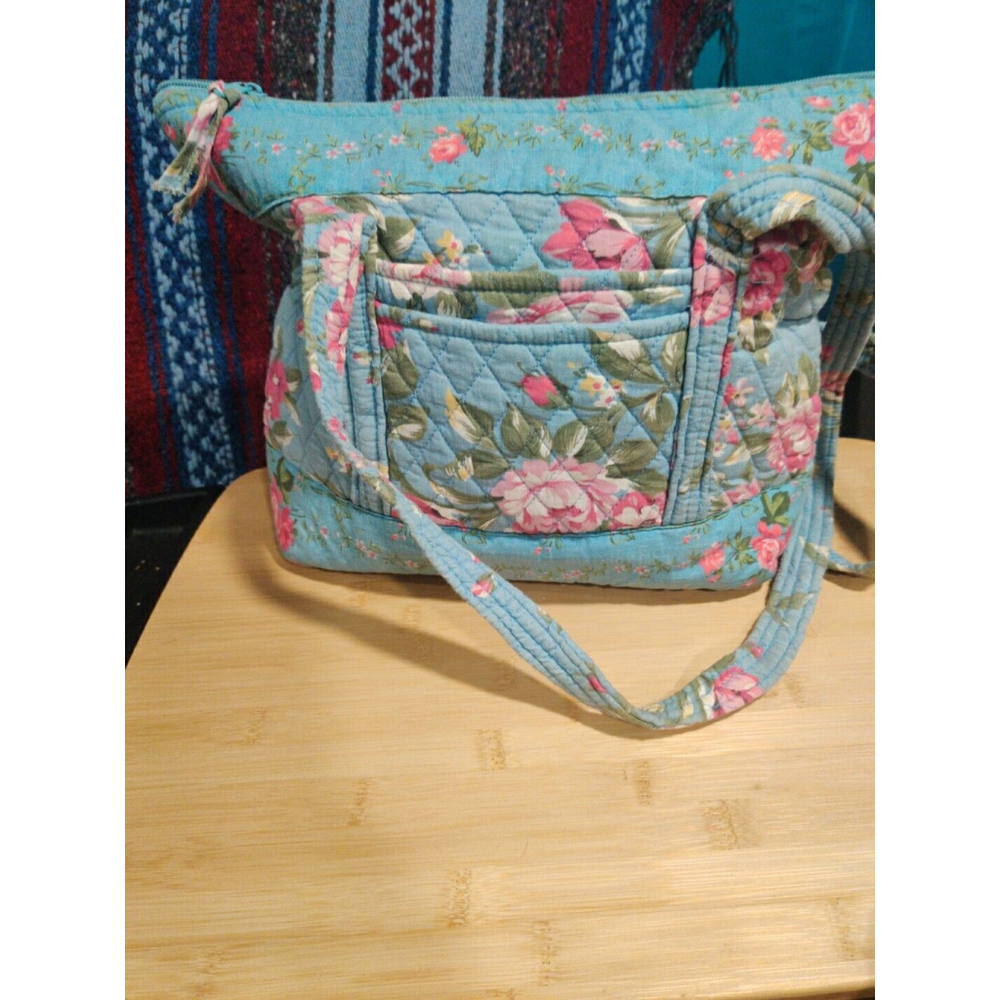 Vera Like Sholder Bag Pale Blue And Roses